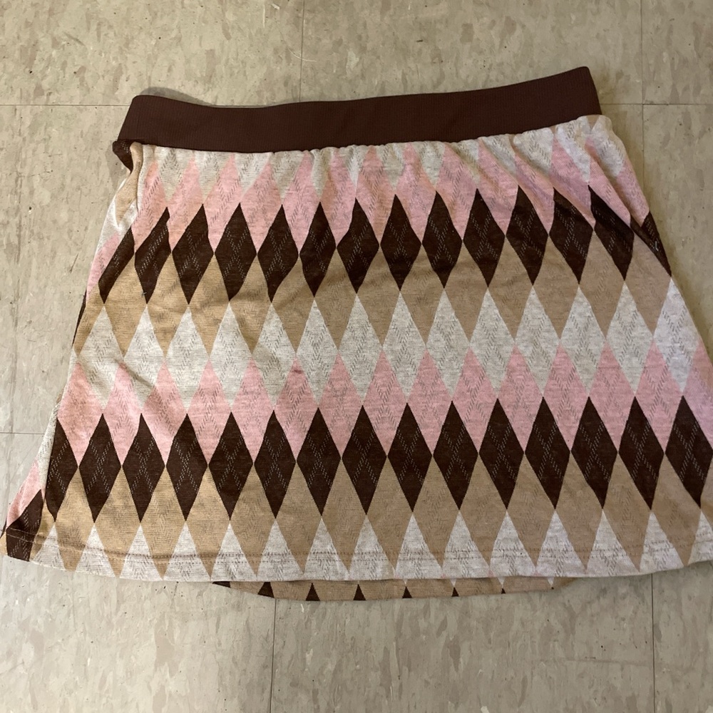 Brown and Tan Skater Mini Skirt for Casual Wear